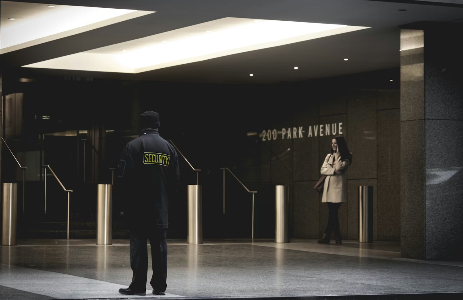 A security guard patrolling