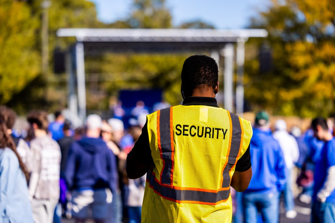 Security guard patrolling a shopping mall