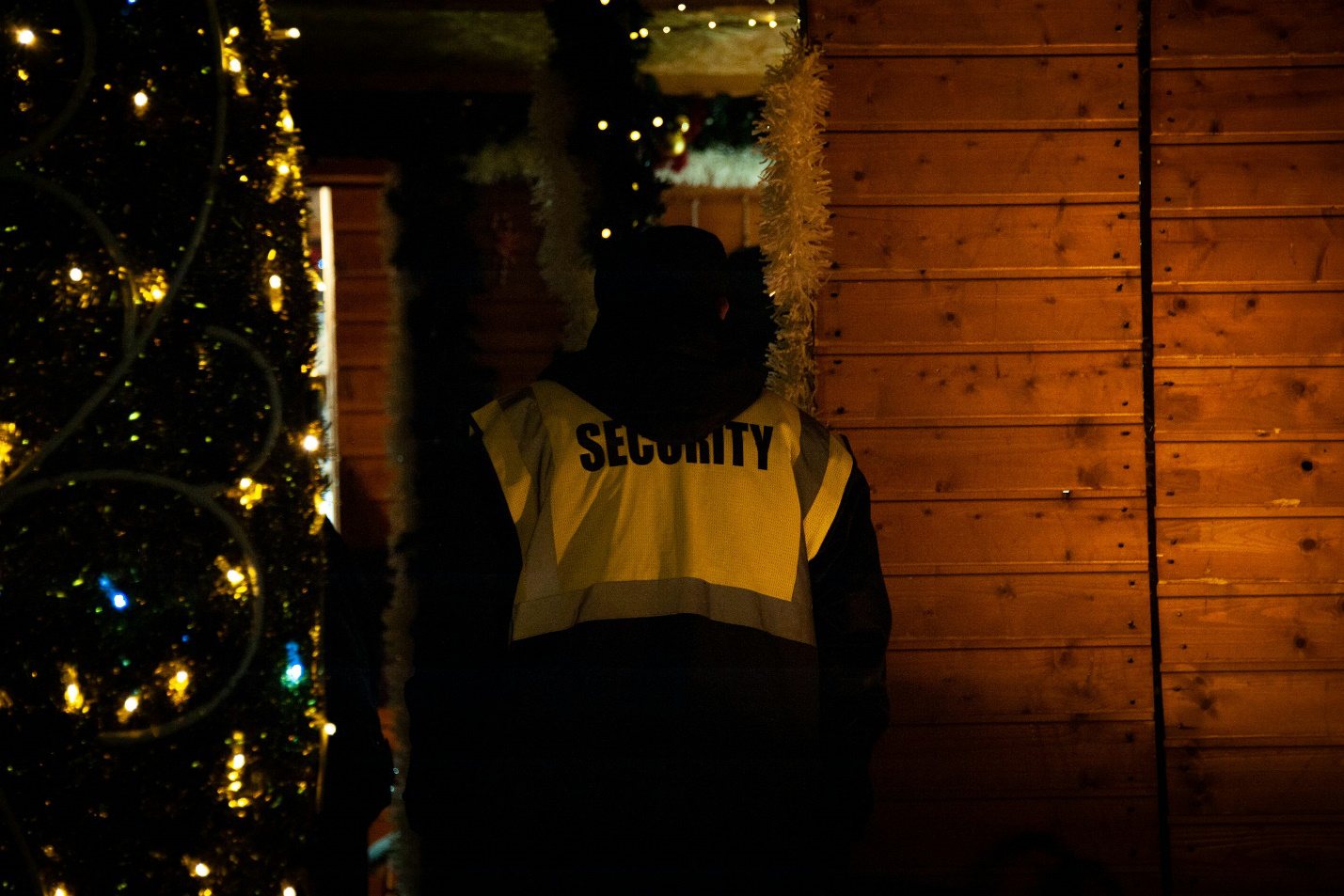 Security guard walking through a neighborhood